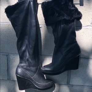 Michael Kors knee high black leather boots